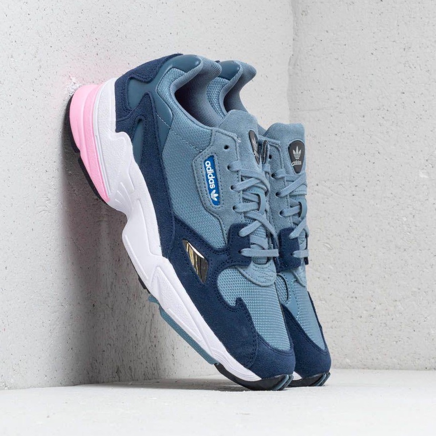 Womens Raw Grey/Pink Adidas Falcon Sneakers